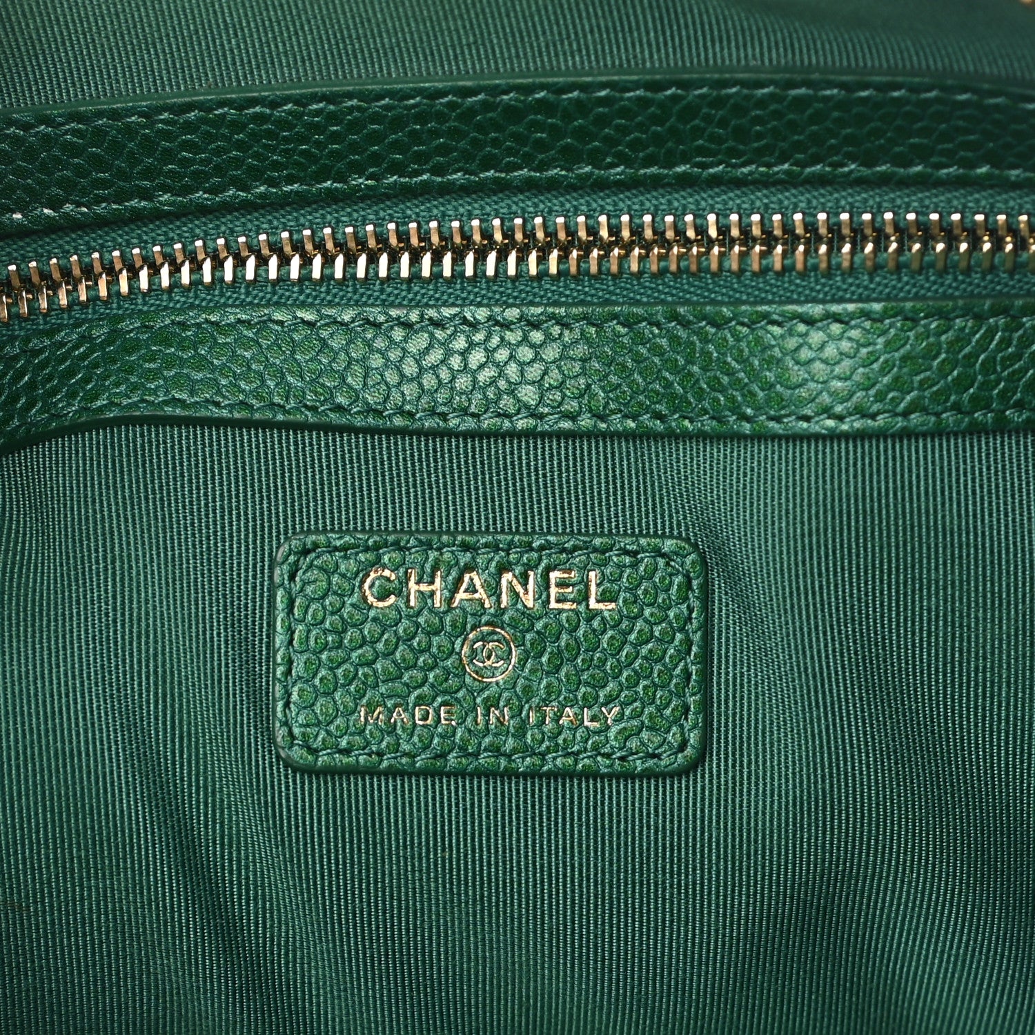 Chanel Metallic Caviar Quilted Medium Cosmetic Case Green 6 of 9
