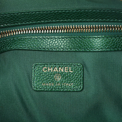 Chanel Metallic Caviar Quilted Medium Cosmetic Case Green 6 of 9