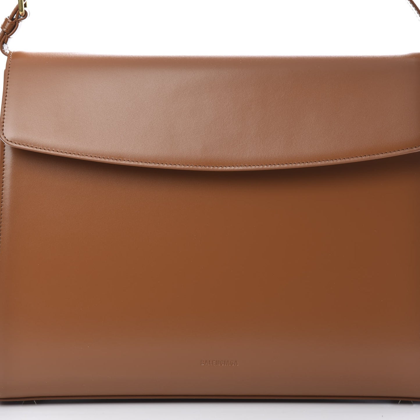 Shiny Box Calfskin Large Ghost Top Handle Bag Camel