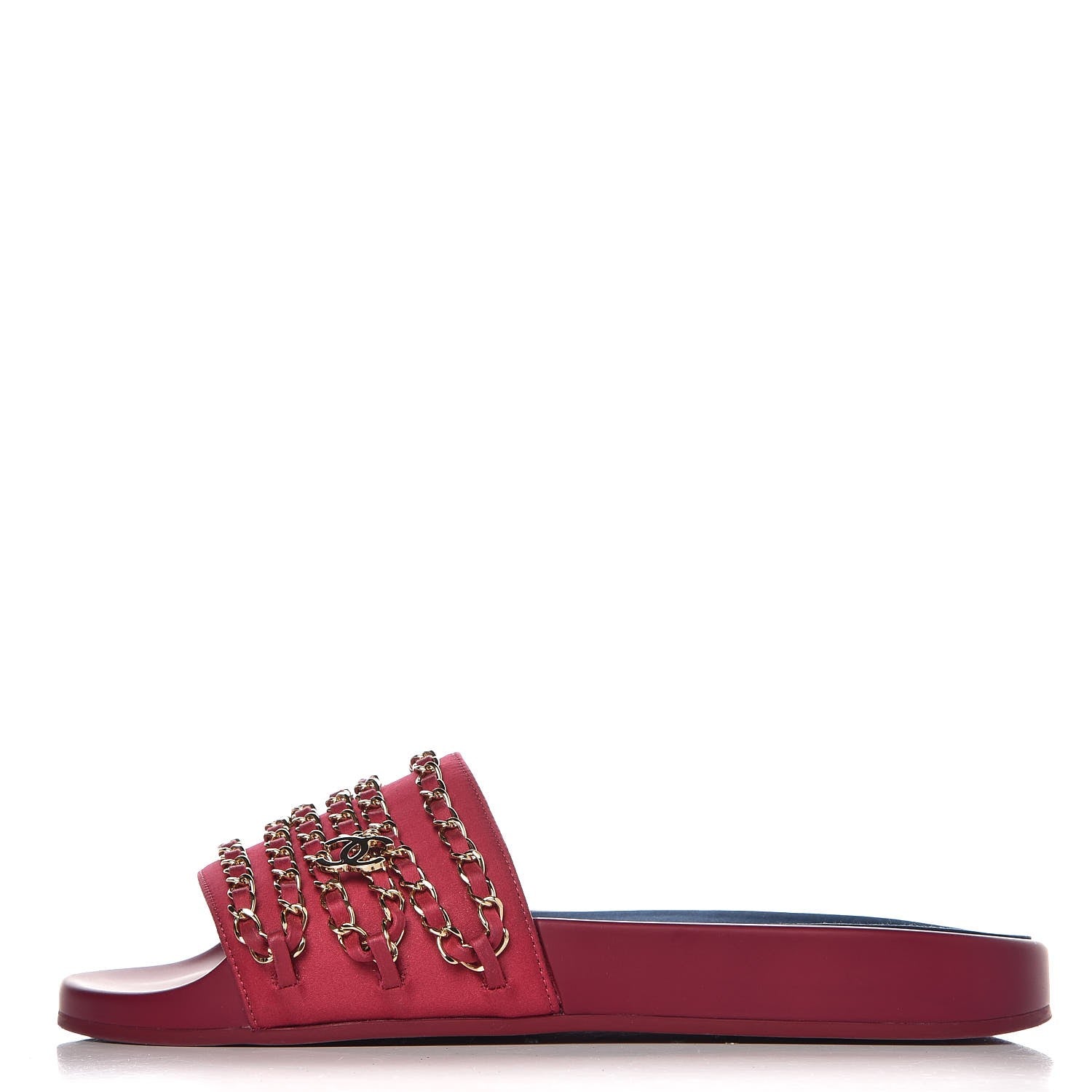 Chanel Satin Chain Flat Sandals 40 Dark Fuchsia 1 of 8