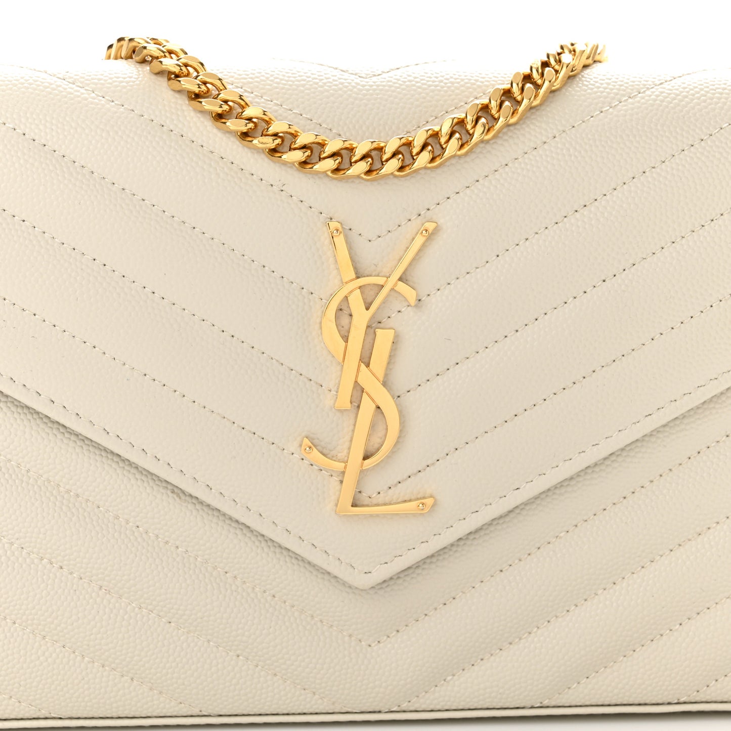 Grain De Poudre Matelasse Chevron Monogram Chain Wallet Crema Soft