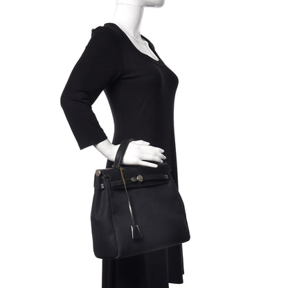 Hermes Toile Vache Calfskin Herbag 30 PM Black 2 of 22