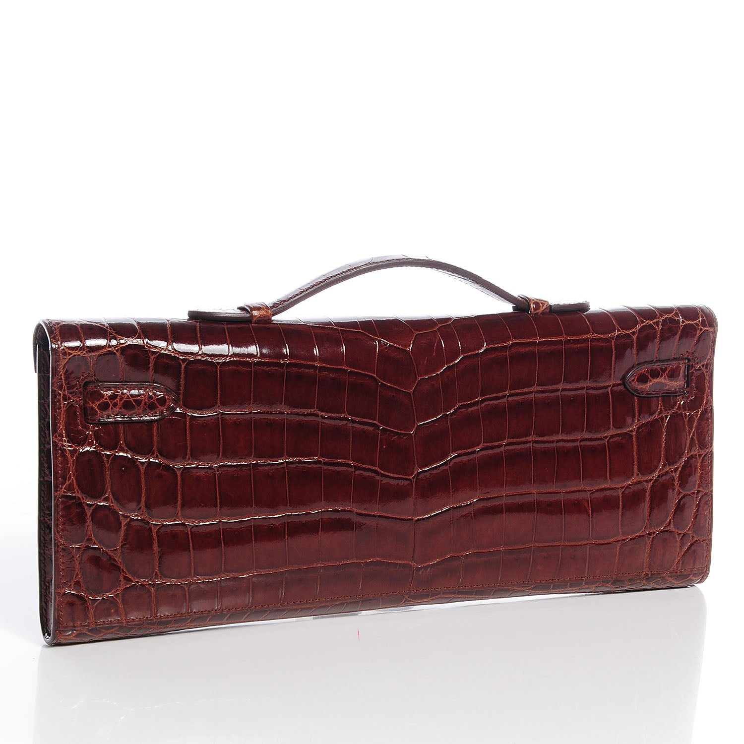 Hermes Shiny Niloticus Crocodile Kelly Cut Pochette Terre 3 of 9