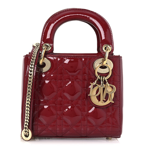 Patent Cannage Mini Lady Dior Red