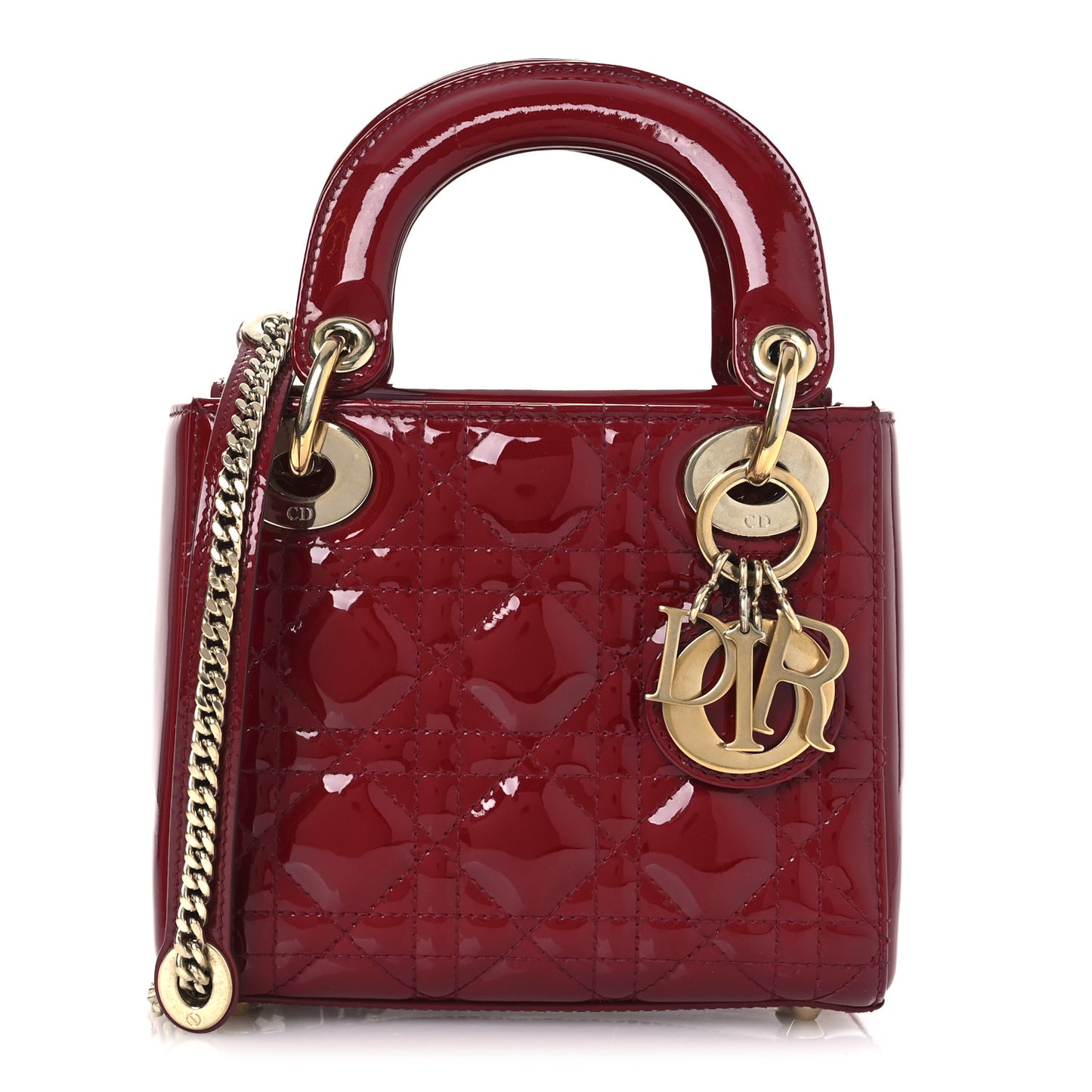 Patent Cannage Mini Lady Dior Red