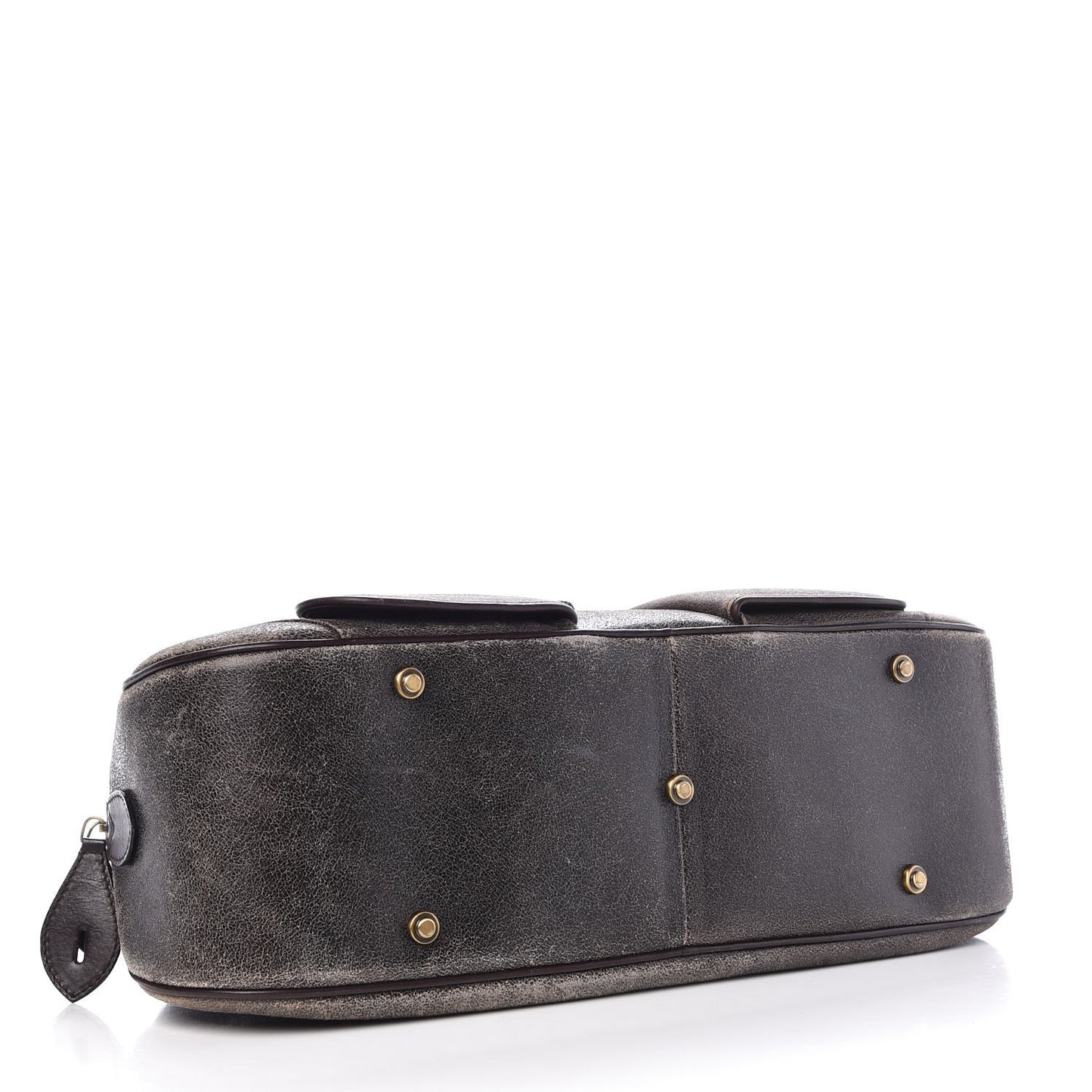 Distressed Calfskin Saddle Bowler Brown