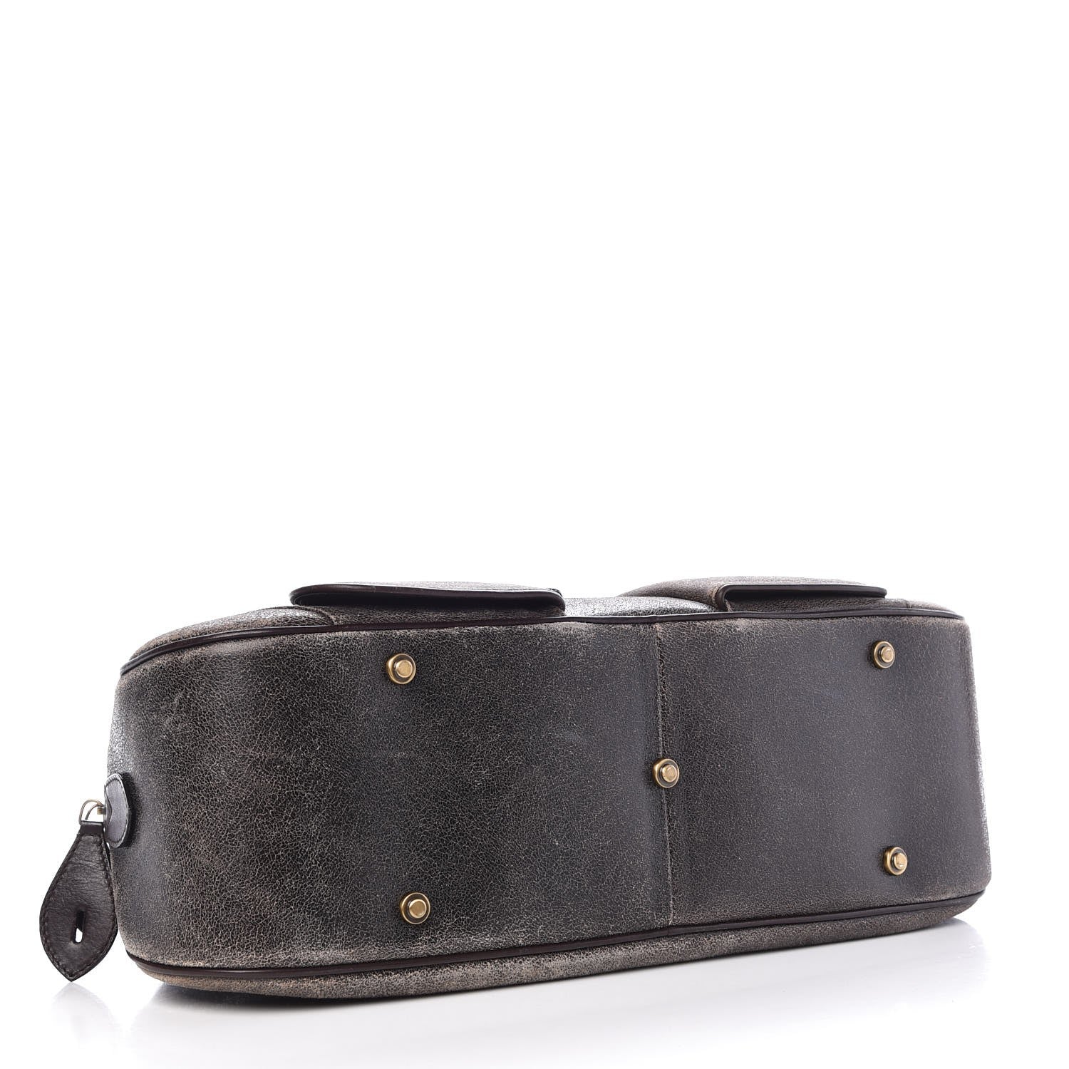 Christian Dior Distressed Calfskin Saddle Bowler Brown 4 of 11