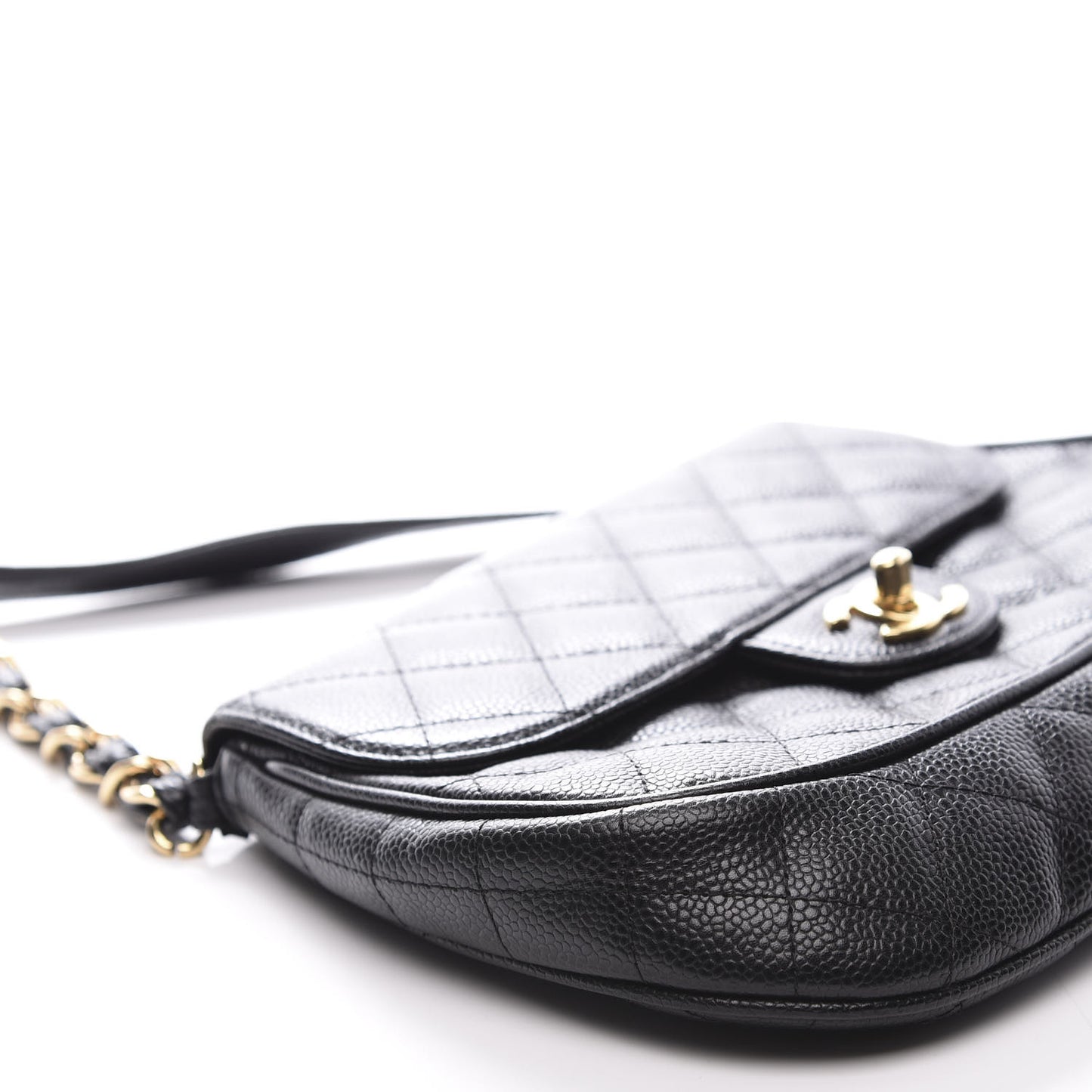 Caviar Quilted Small Flap Shoulder Bag Black