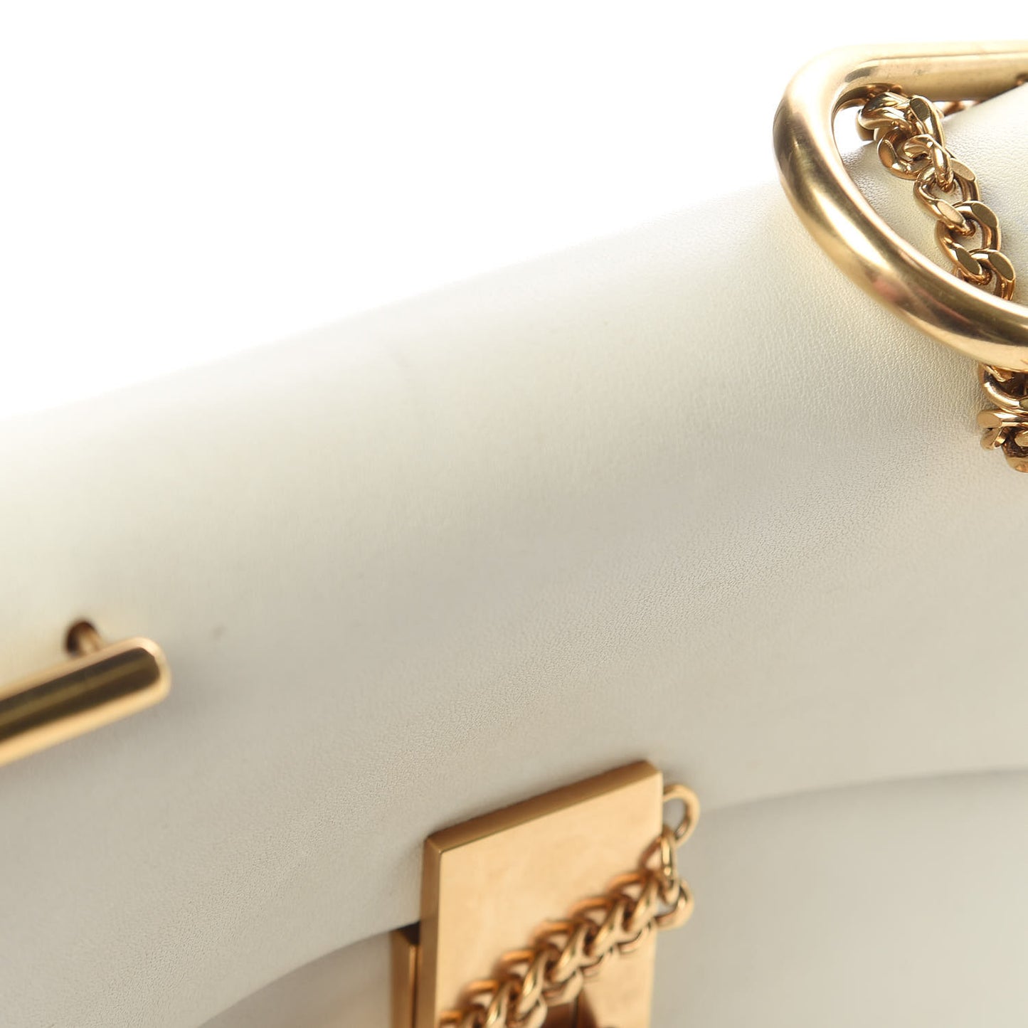 Calfskin Perforated Mini Drew Shoulder Bag White