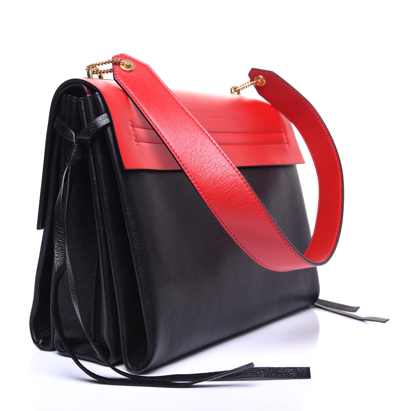 Smooth Calfskin Medium Vring Shoulder Bag Rouge Pur Cerise Black
