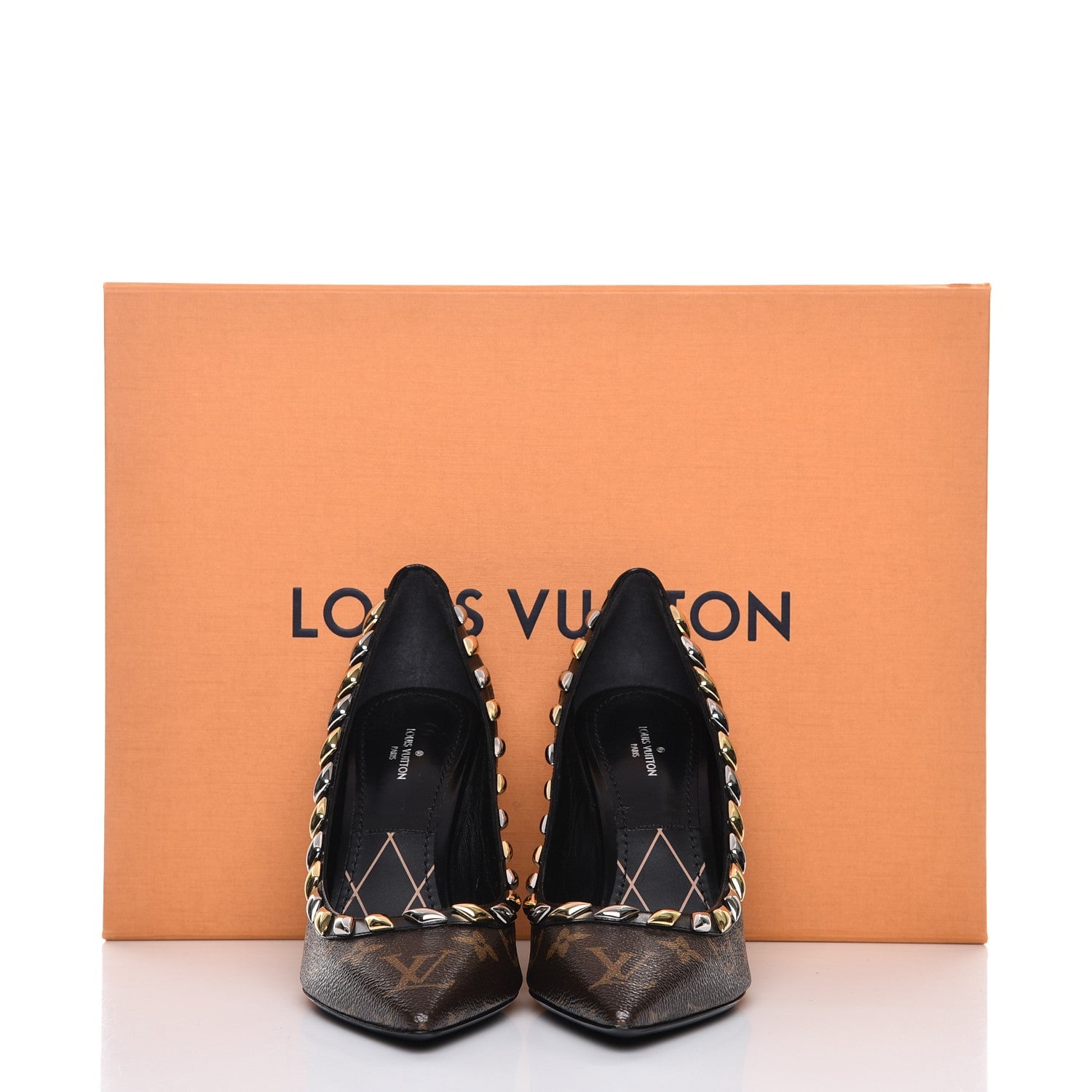 Louis Vuitton Calfskin Monogram Eldorado Pumps 37 Cacao 9 of 9