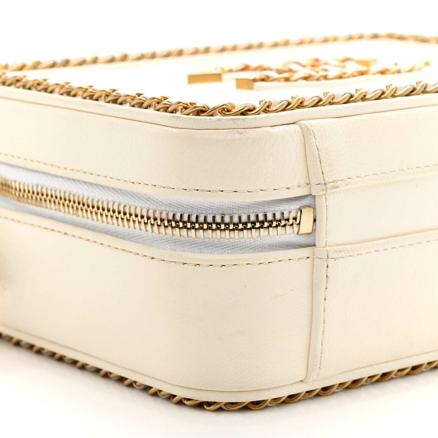 Chanel Goatskin Quilted Small CC Filigree Vanity Case White 9 of 15