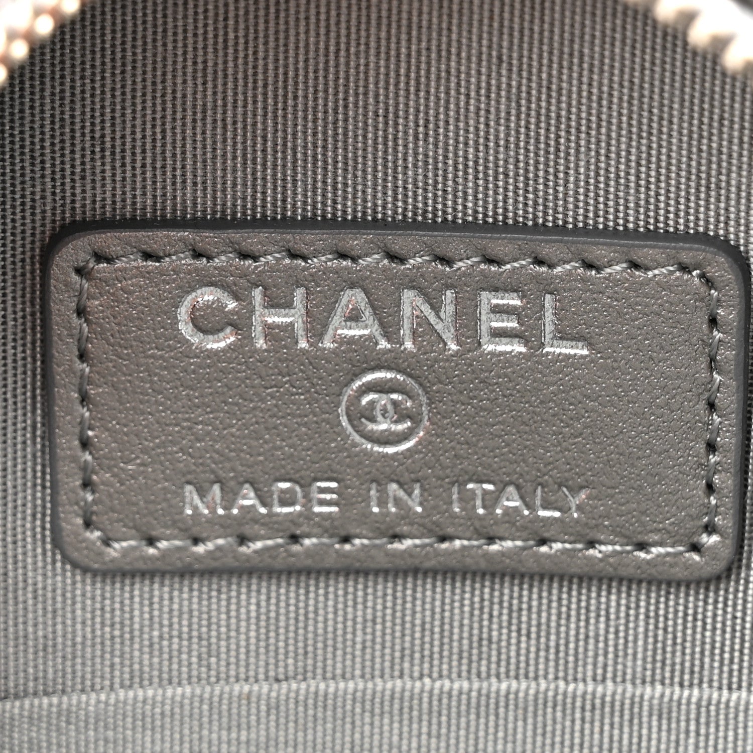 Chanel Goatskin Camellia Quilted Round Clutch With Chain Grey 6 of 12