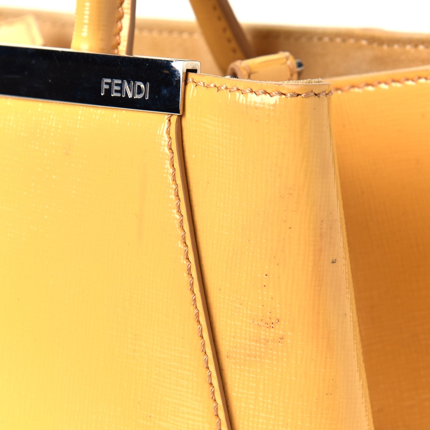 Fendi Vitello Vernice Camoscio Petite 2Jours Tote Alchemy Yellow 7 of 11
