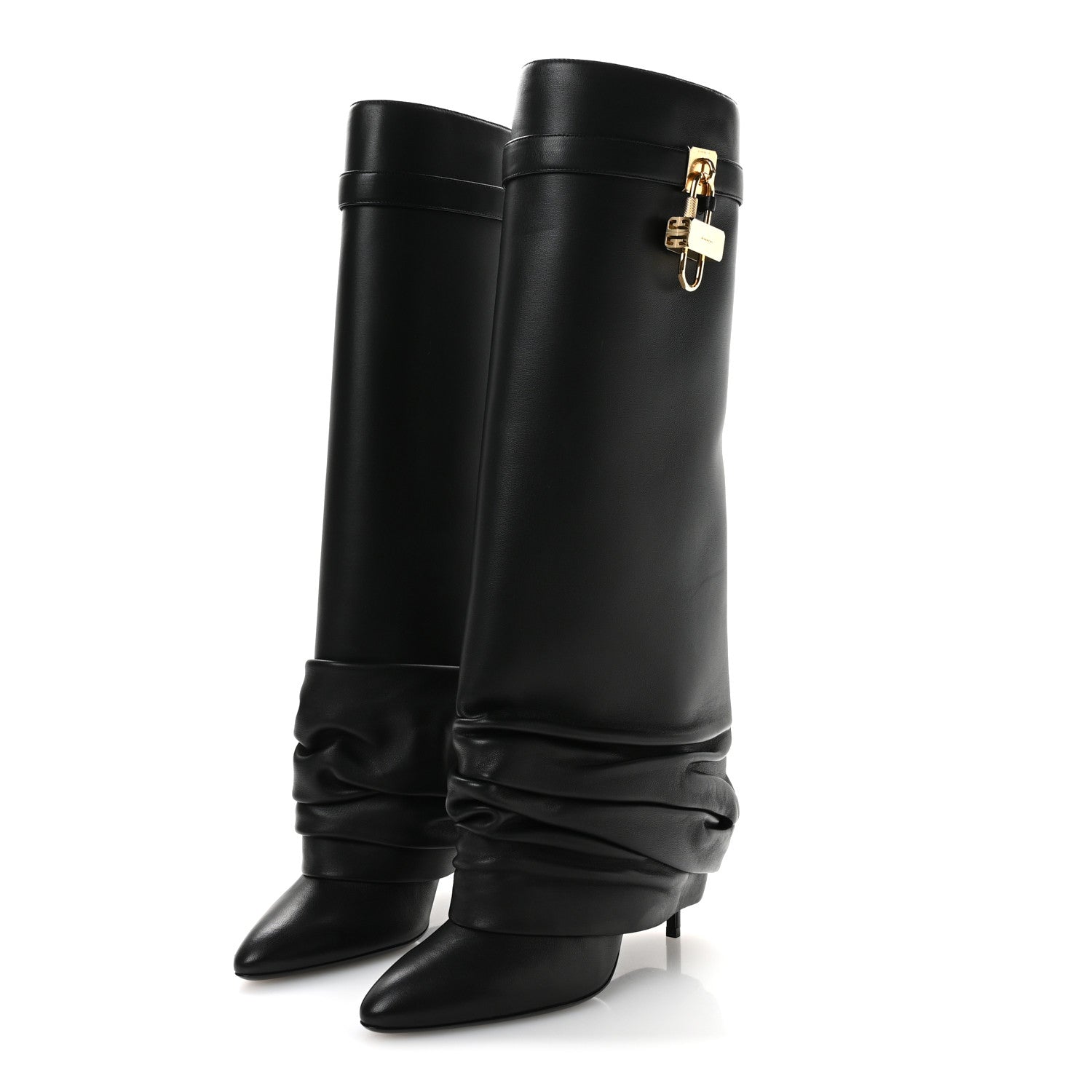 Givenchy Lambskin Shark Lock Stiletto High Boots 41 Black 4 of 8