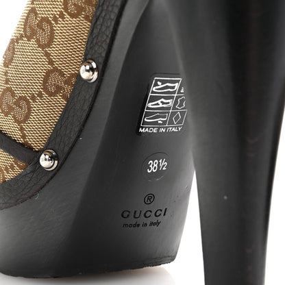 Gucci Monogram Cellarius Soft Calfskin Icon Bit Platform Clog High Heel Slide Sandals 38.5 Beige Ebony Cocoa 7 of 10