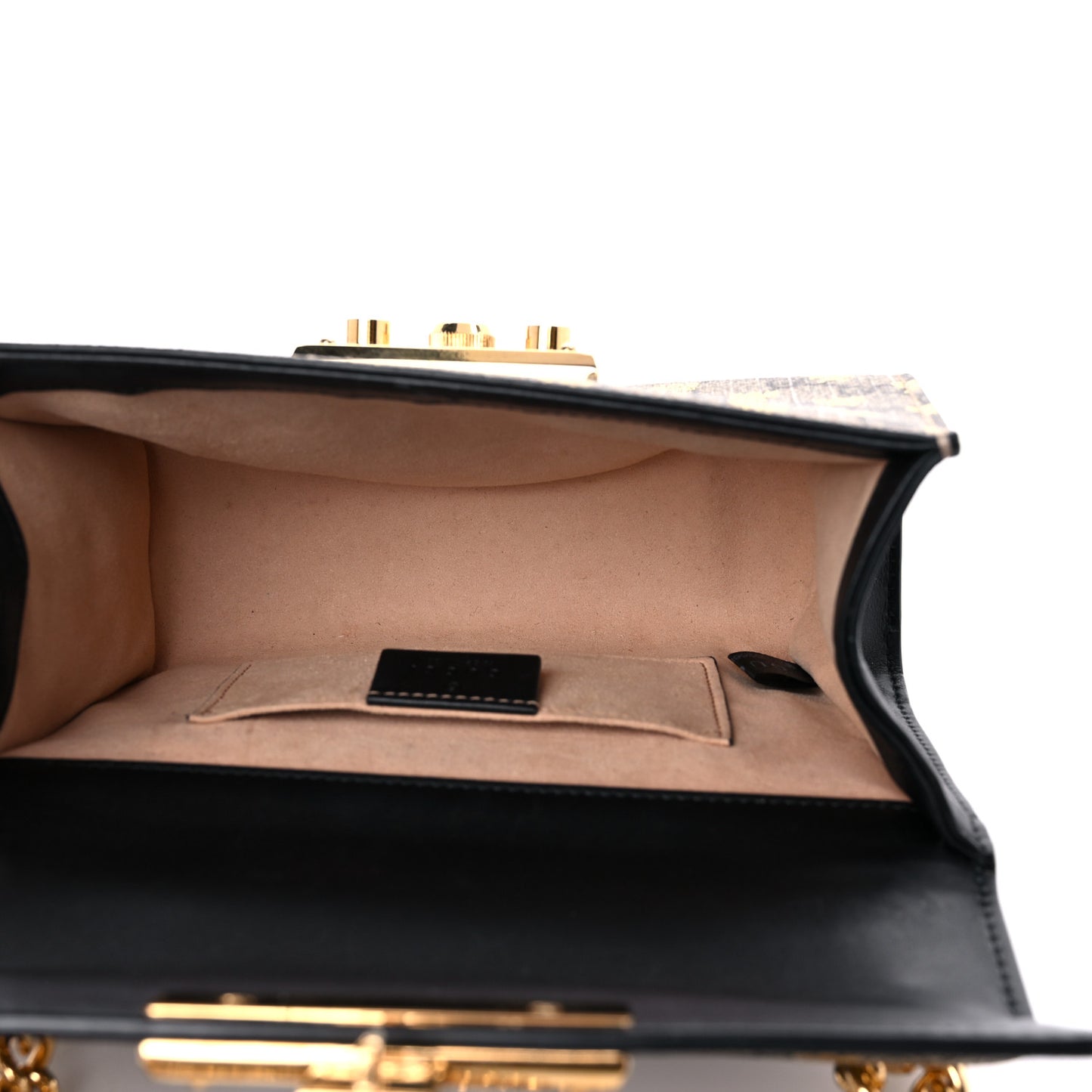 GG Supreme Monogram Bees Small Padlock Shoulder Bag Black