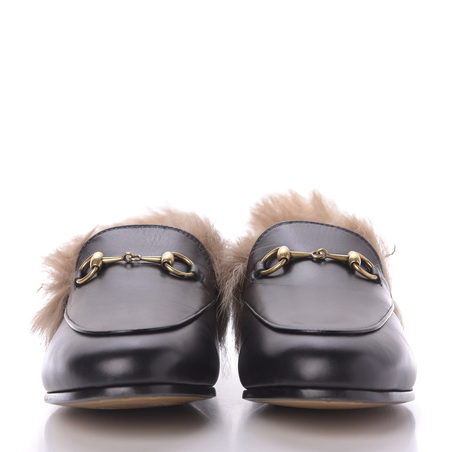 Gucci Malaga Kid Fur Womens Jordaan Loafers 36.5 Black Natural 2 of 11