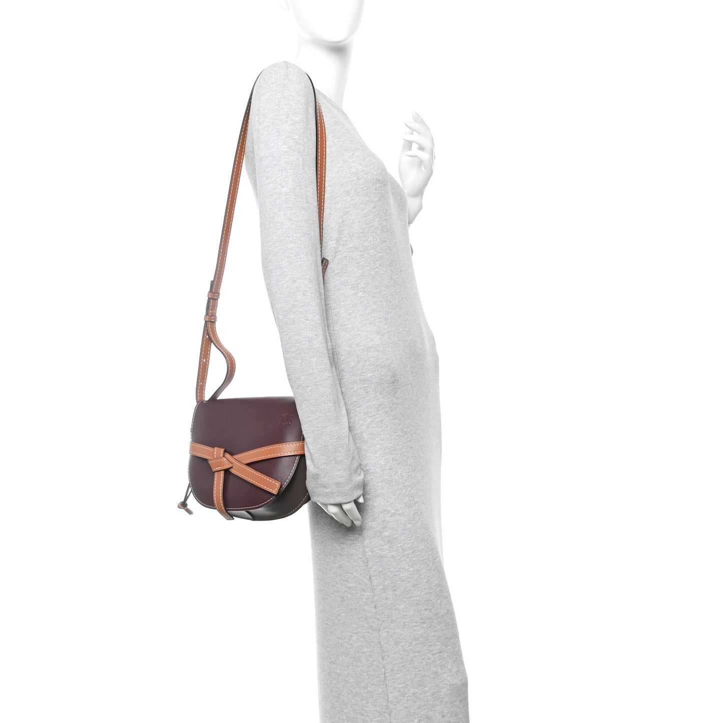 Calfskin Small Gate Crossbody Bag Oxblood Tan Taupe