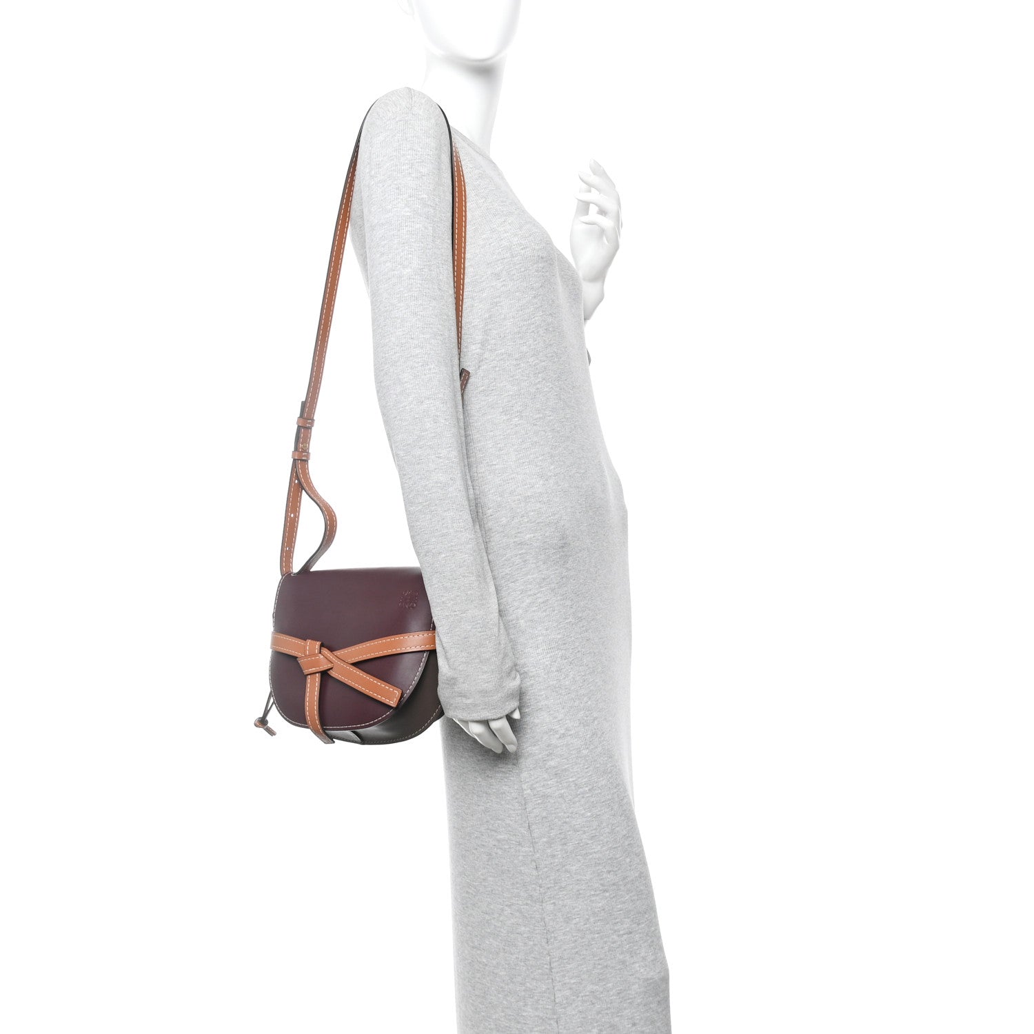 Loewe Calfskin Small Gate Crossbody Bag Oxblood Tan Taupe 2 of 10
