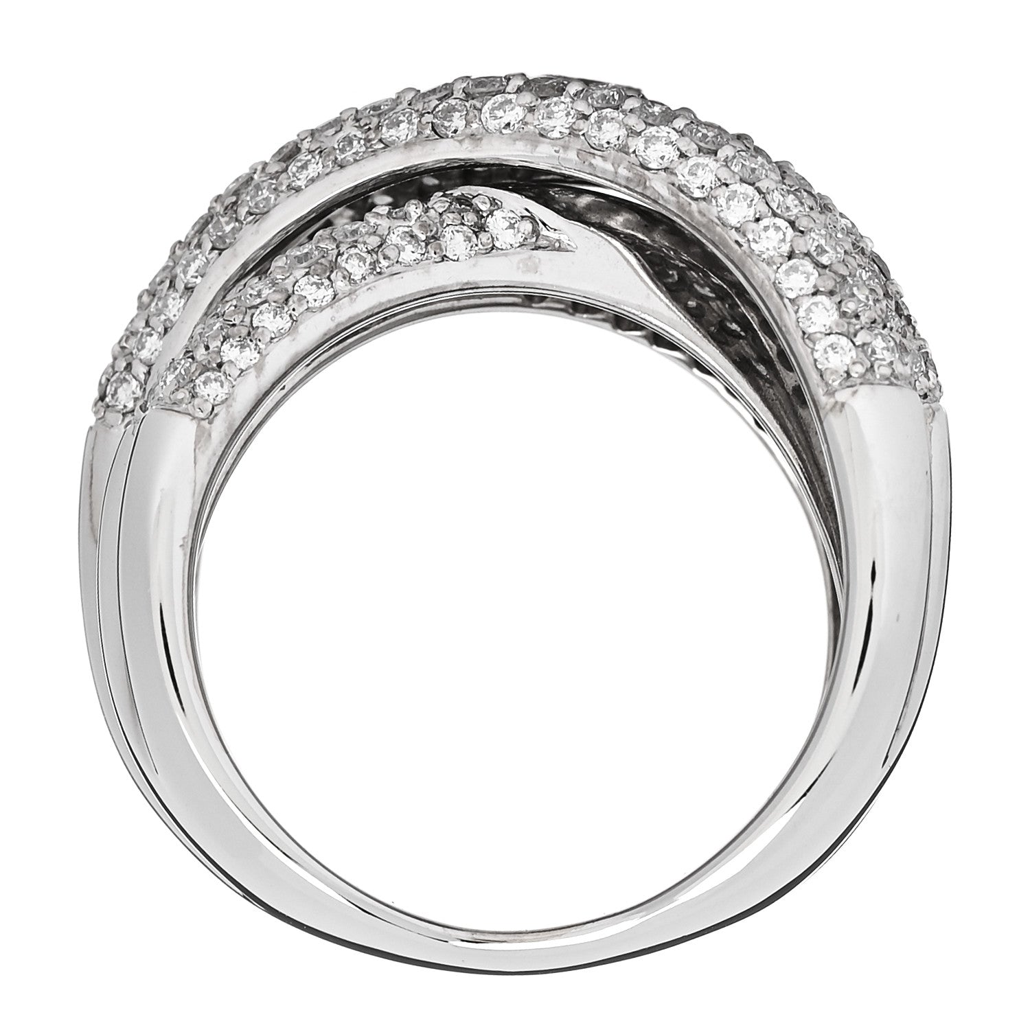 Parker & West by FASHIONPHILE 18K White Gold Diamond 1.75ctw Crossover Band Ring 58 8.25 5 of 11