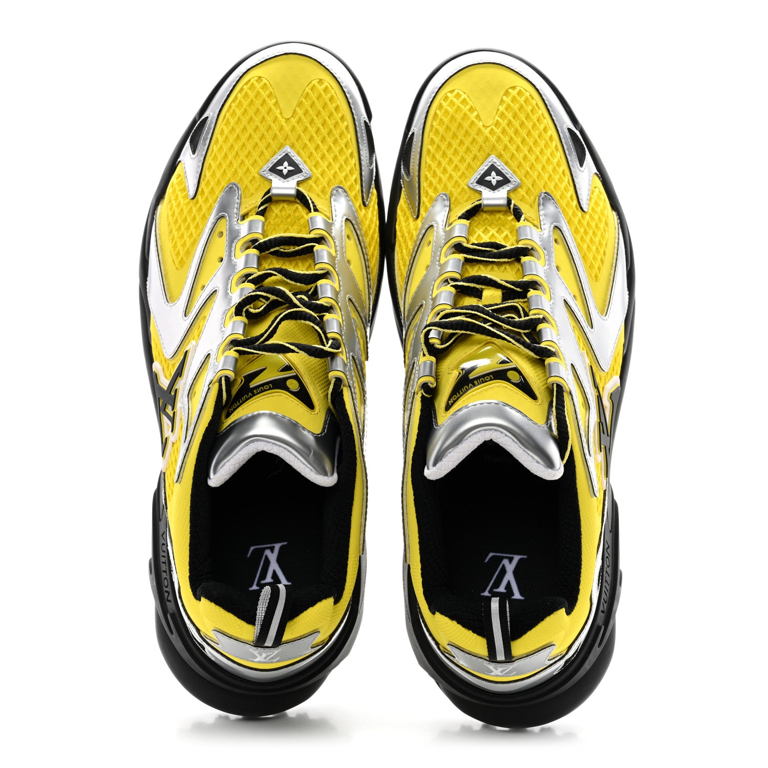Louis Vuitton Metallic Calfskin Mesh Mens LV Runner Tatic Sneakers 8 Yellow 2 of 10
