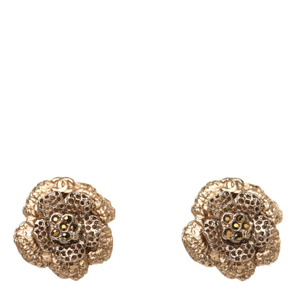 Chanel CC Flower Clip On Earrings Gold 1 of 6
