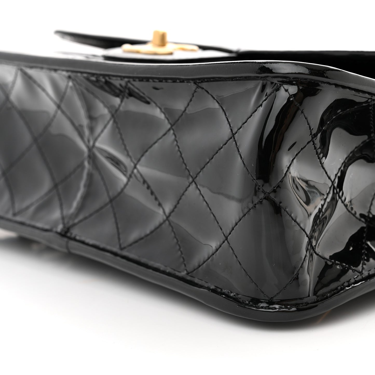 Patent Quilted Large School Memory Top Handle Flap Black