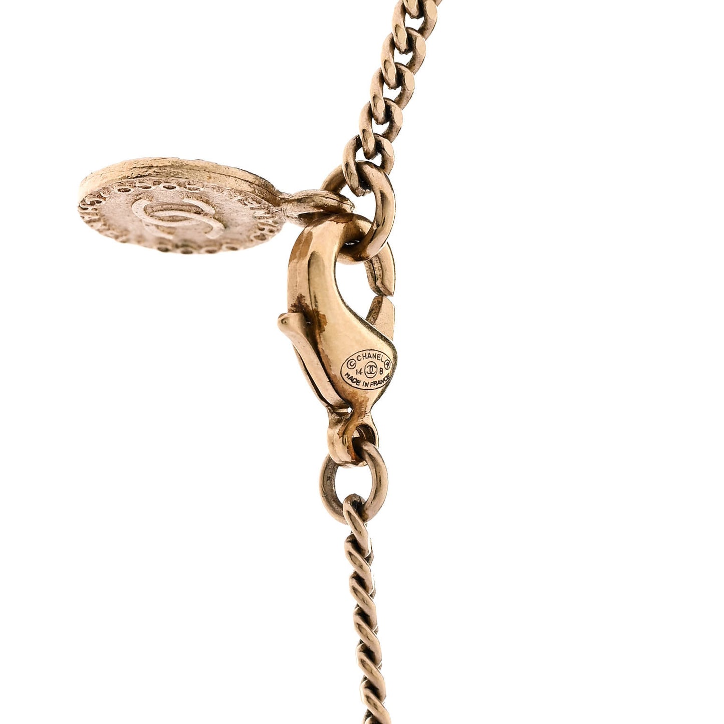 Pearl CC Pendant Necklace Gold