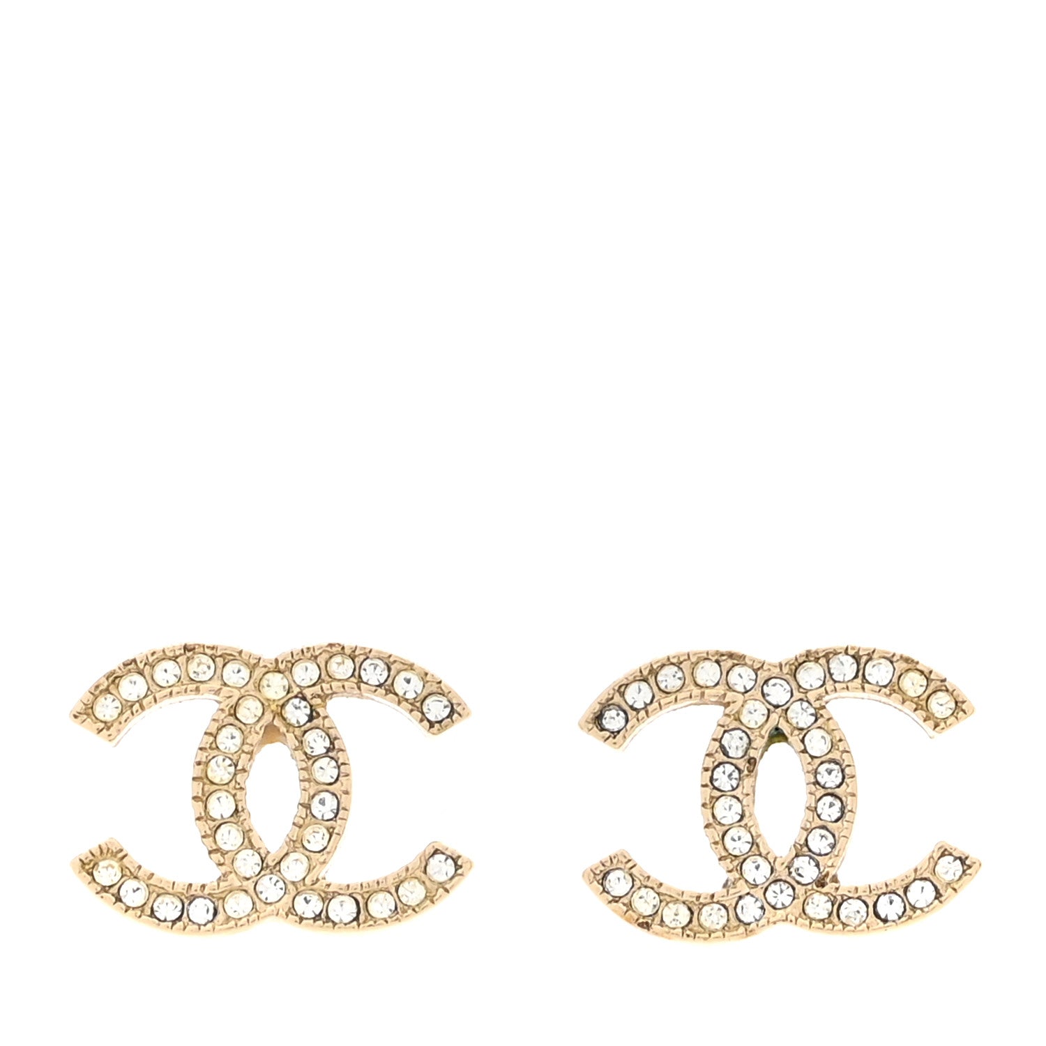 Chanel Crystal CC Earrings Gold 1 of 6