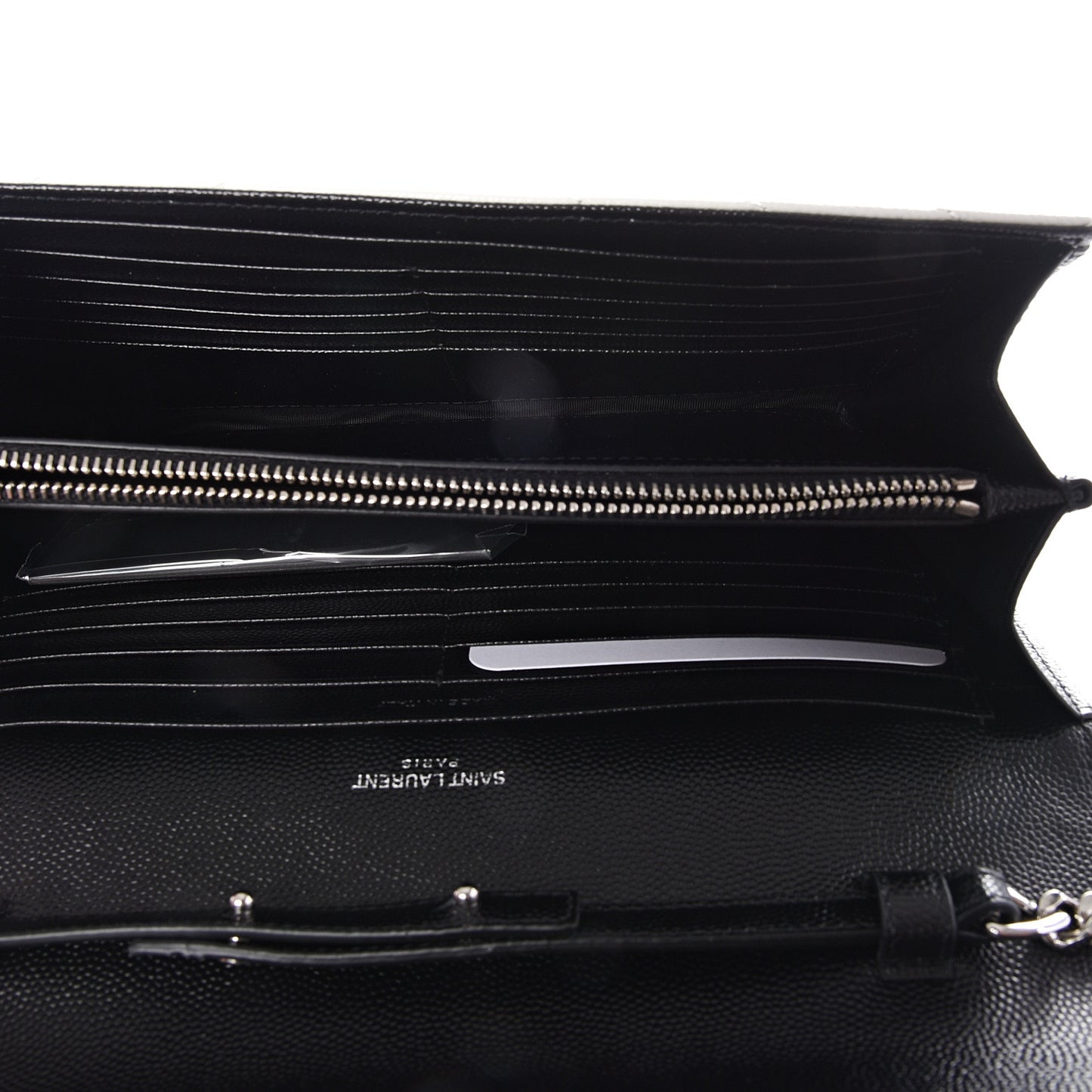 Grain De Poudre Matelasse Bi-Color Chevron Monogram Chain Wallet White Black