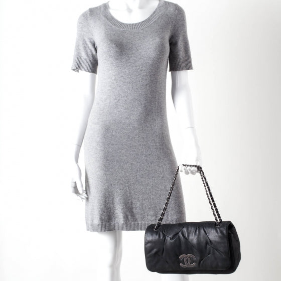Iridescent Calfskin Glint Flap Black