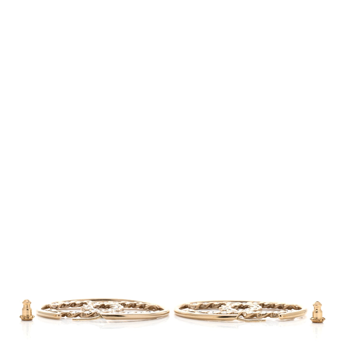 Crystal High Society CC Hoop Earrings Gold