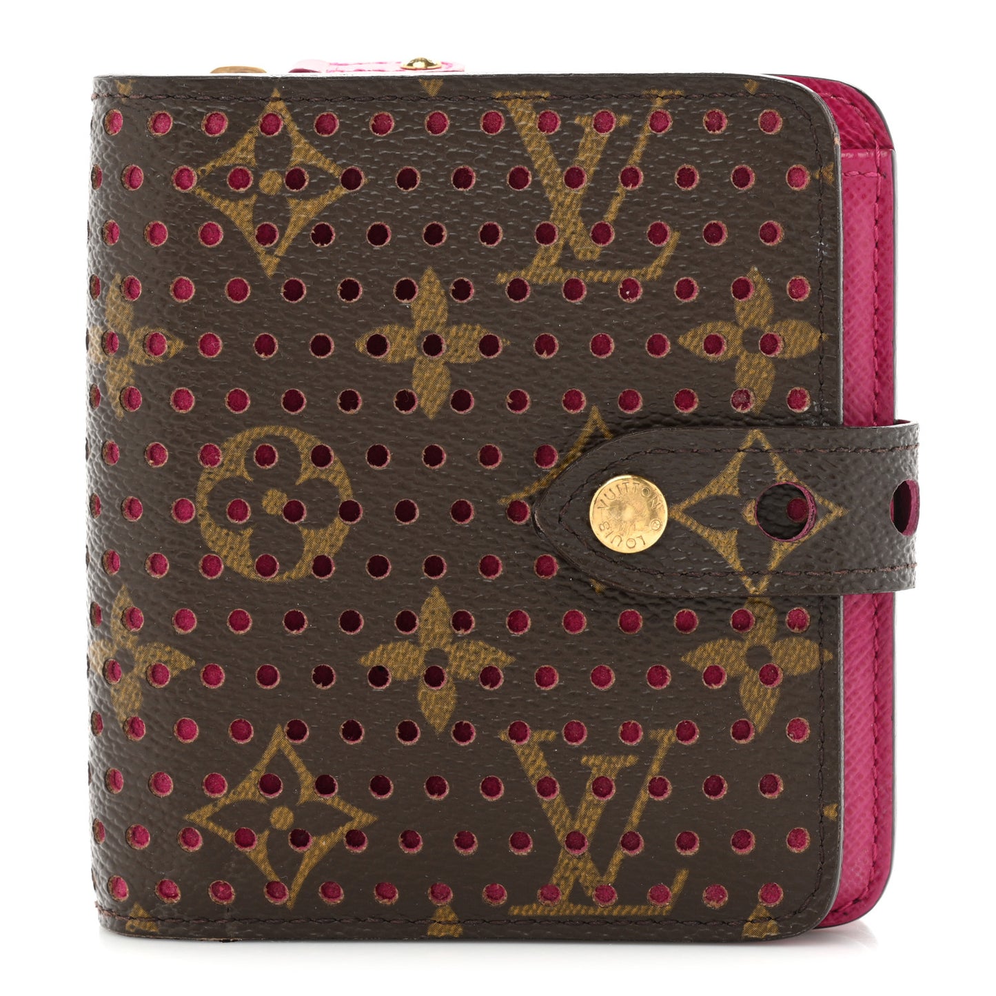 Monogram Perforated Compact Zipped Wallet Fuchsia