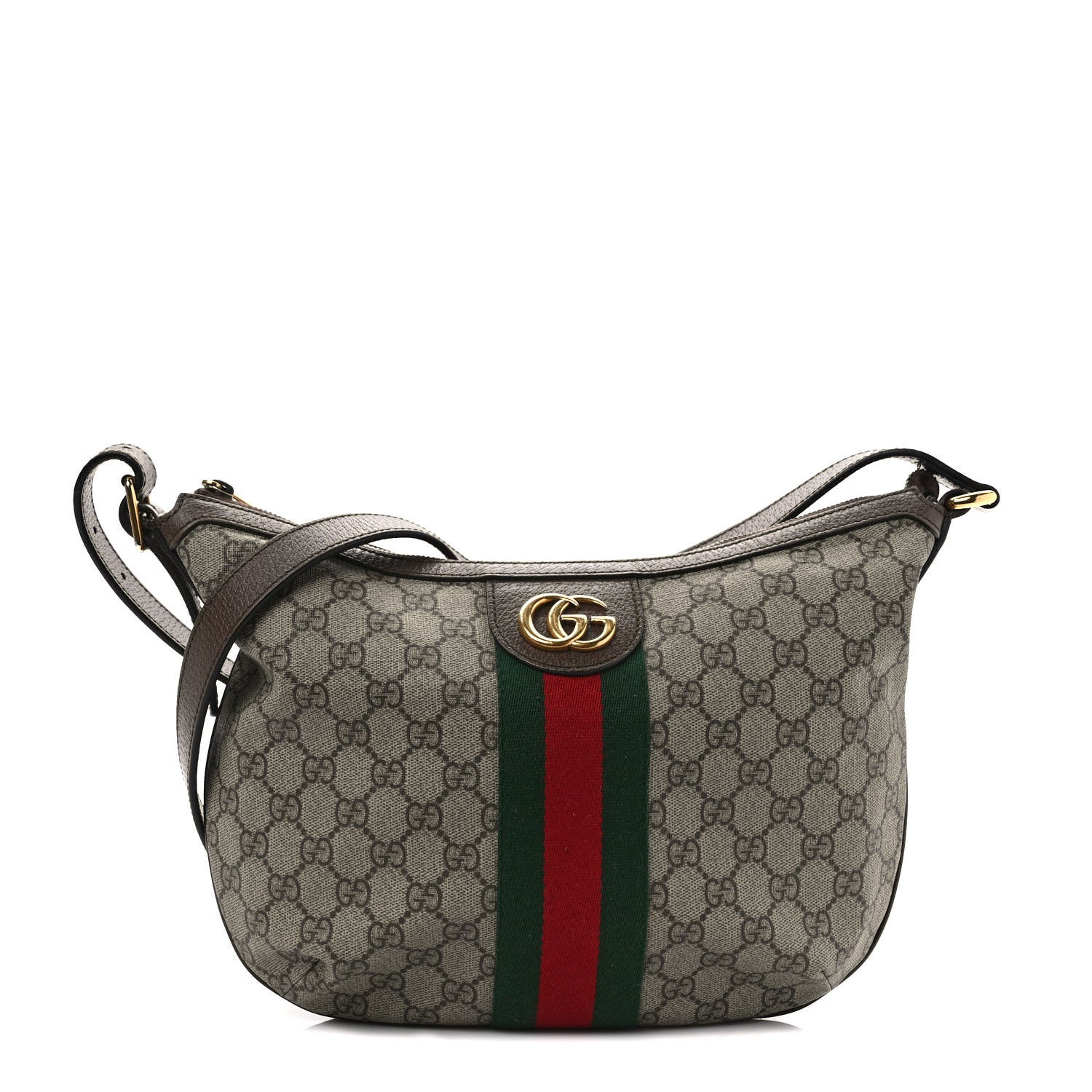 Gucci GG Supreme Monogram Web Small Ophidia Half Moon Hobo Brown 1 of 10