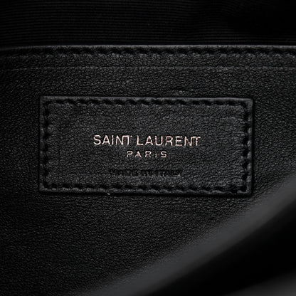 Saint Laurent Calfskin Crocodile Embossed Matelasse Monogram Baby Niki Chain Satchel Black 6 of 8