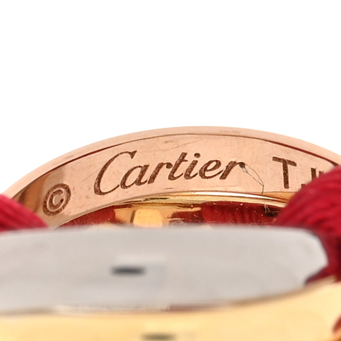 18K Pink Yellow White Gold Trinity Cord Bracelet Red
