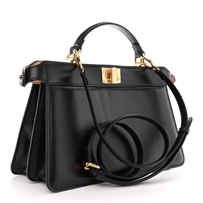 Fendi Vitello King Luxor Shiny Nappa Medium Peekaboo I SEE U East West Satchel Black Light Rose 3 of 11