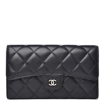 Chanel Lambskin Quilted Large Flap Wallet Black 1 of 17
