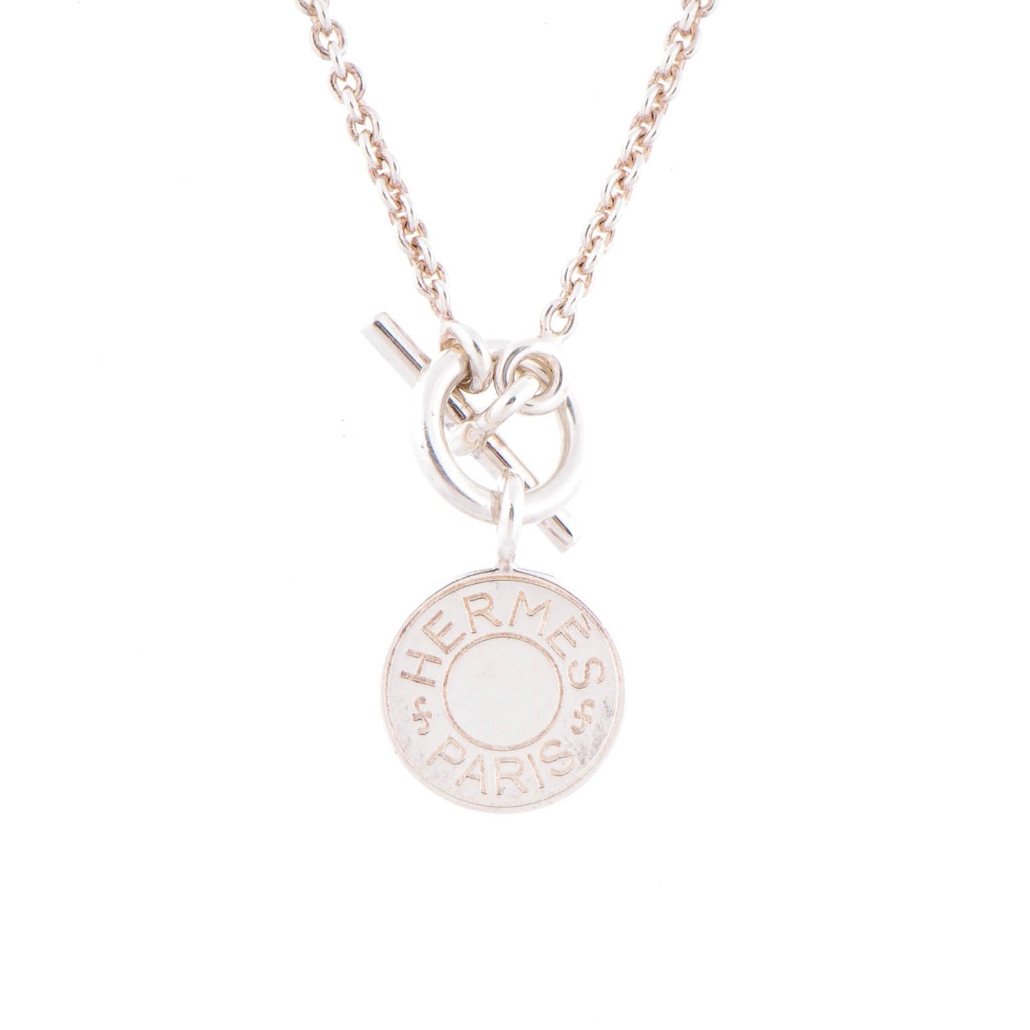 Hermes Silver Mini Clou de Selle Charm Pendant Necklace 3 of 4