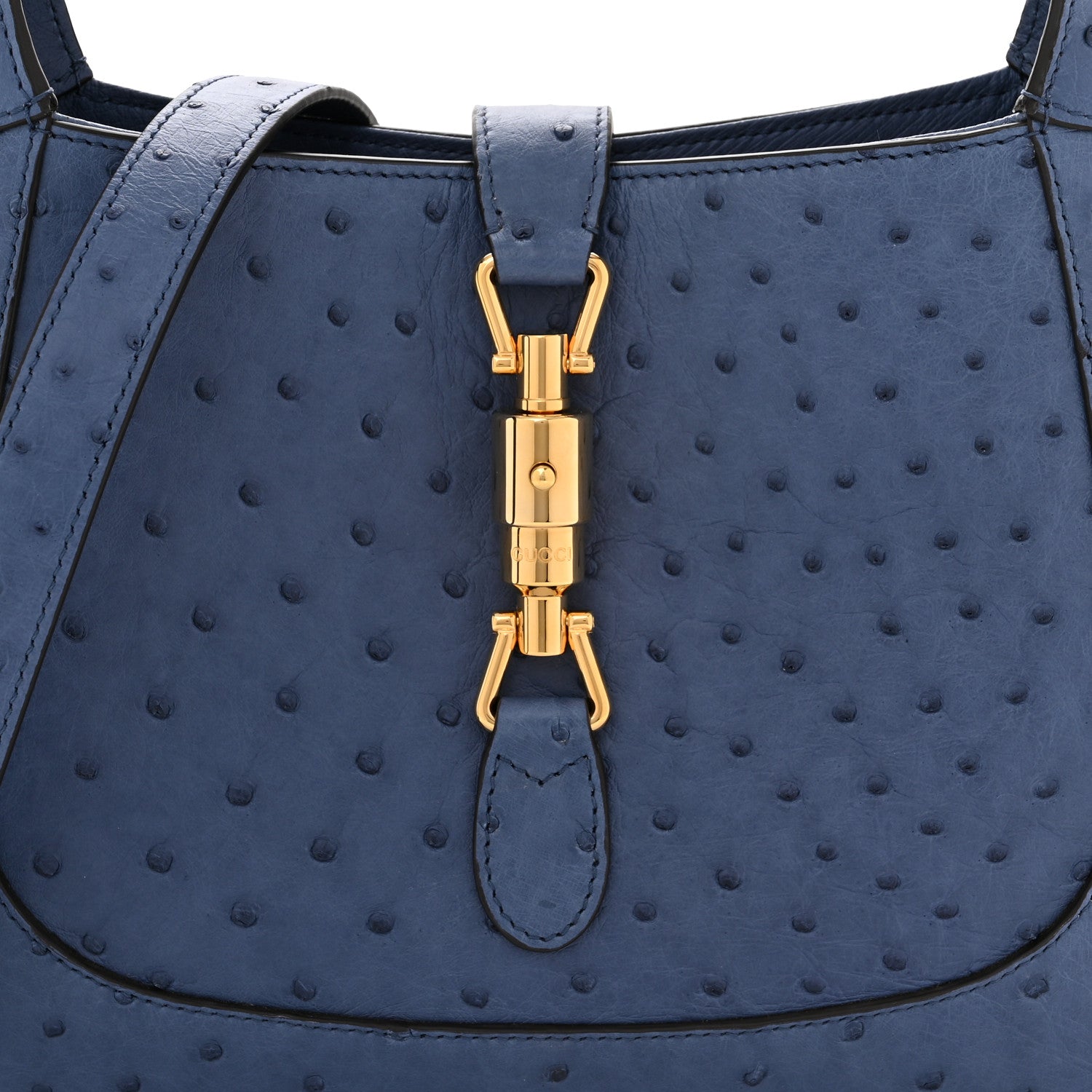 Gucci Ostrich Small Jackie 1961 Hobo Washed Indigo 8 of 11