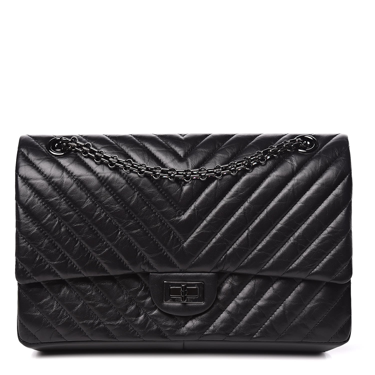 Chanel Aged Calfskin Chevron 2.55 Reissue 226 So Black 1 of 11