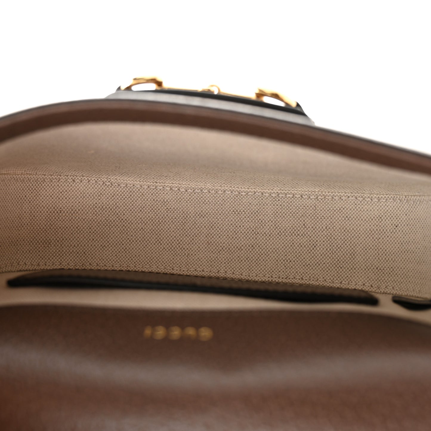 Monogram Jumbo GG Textured Dollar Calfskin Web Mini Horsebit 1955 Shoulder Bag Camel Ebony New Acero
