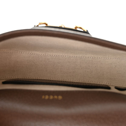 Gucci Monogram Jumbo GG Textured Dollar Calfskin Web Mini Horsebit 1955 Shoulder Bag Camel Ebony New Acero 5 of 11