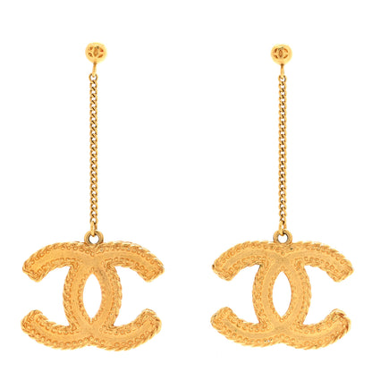 Chanel CC Drop Earrings Matte Gold 1 of 5