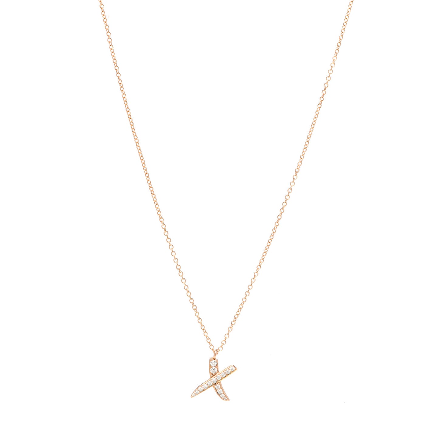 18K Rose Gold Diamond Paloma Picasso Graffiti X Pendant Necklace