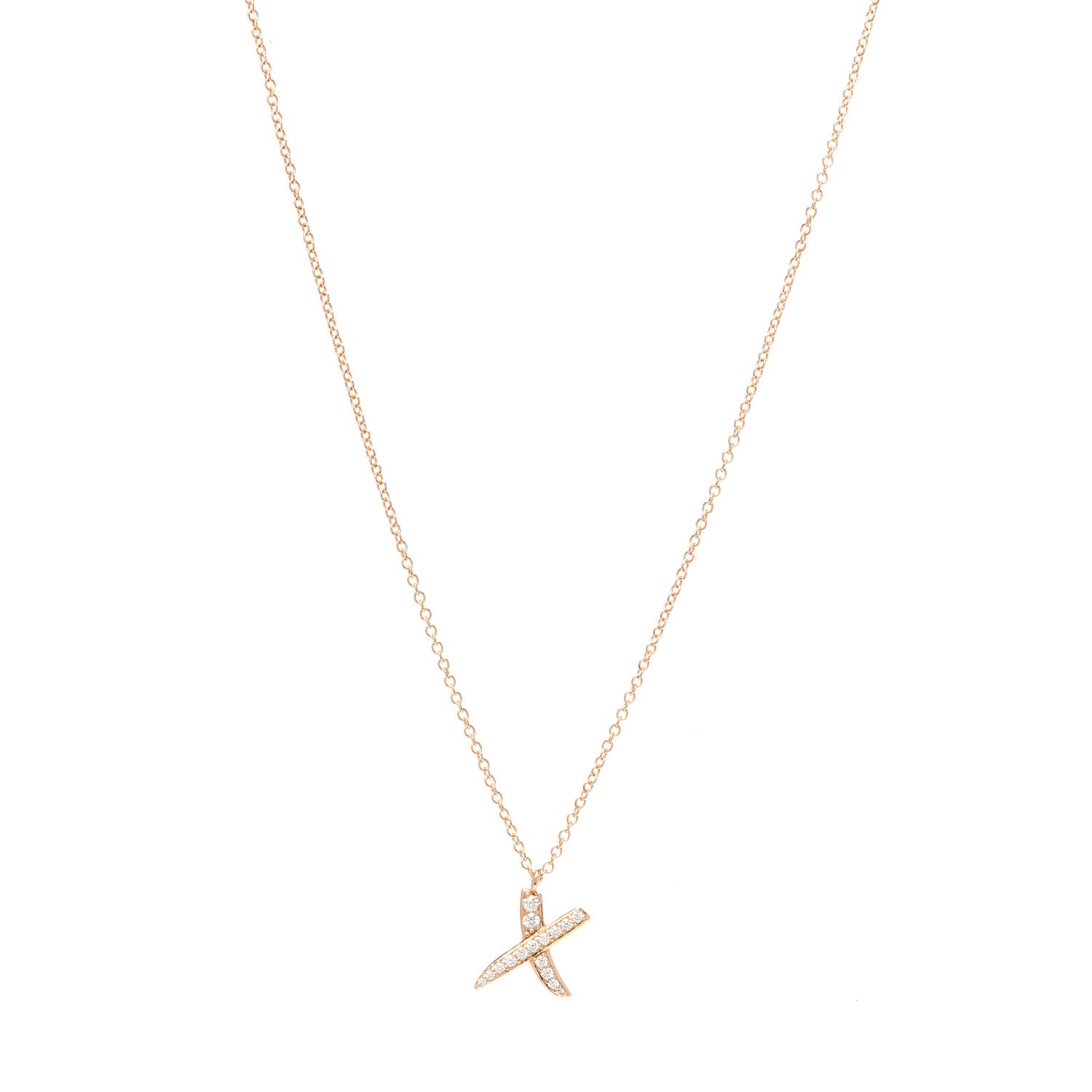 Tiffany 18K Rose Gold Diamond Paloma Picasso Graffiti X Pendant Necklace 1 of 5