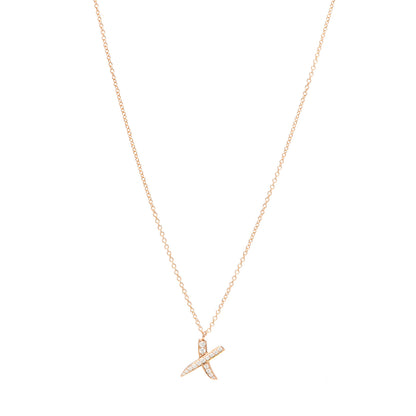 Tiffany 18K Rose Gold Diamond Paloma Picasso Graffiti X Pendant Necklace 1 of 5