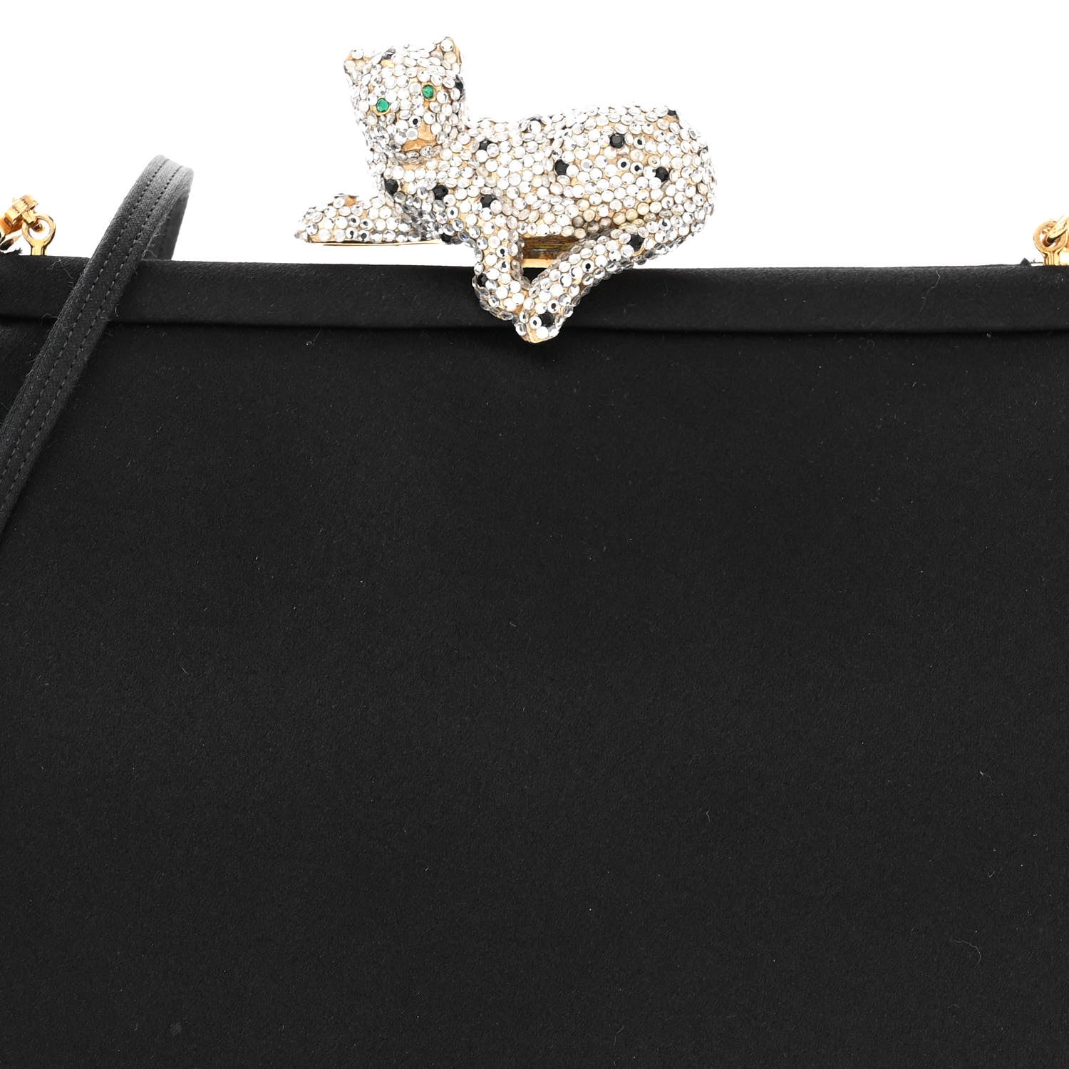 Judith Leiber Satin Crystal Panther Clutch Black 8 of 14