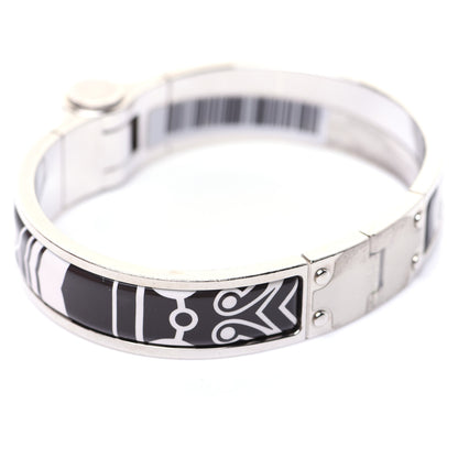 Hermes Enamel Printed Narrow Washington's Carriage Tattoo Hinged Bracelet S Faux Gris 11 of 13